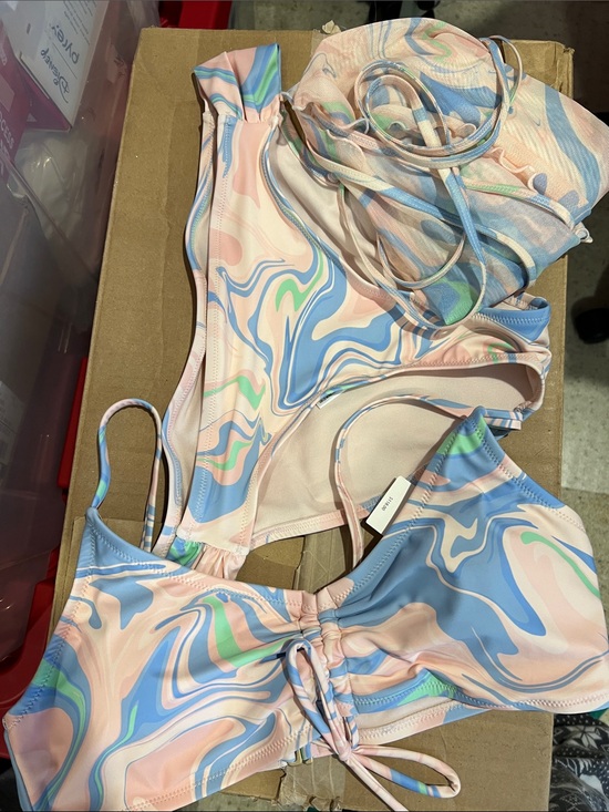Jessica Simpson Other - Jessica Simpson bikini with cover up Medium M NEW NWT pink blue green